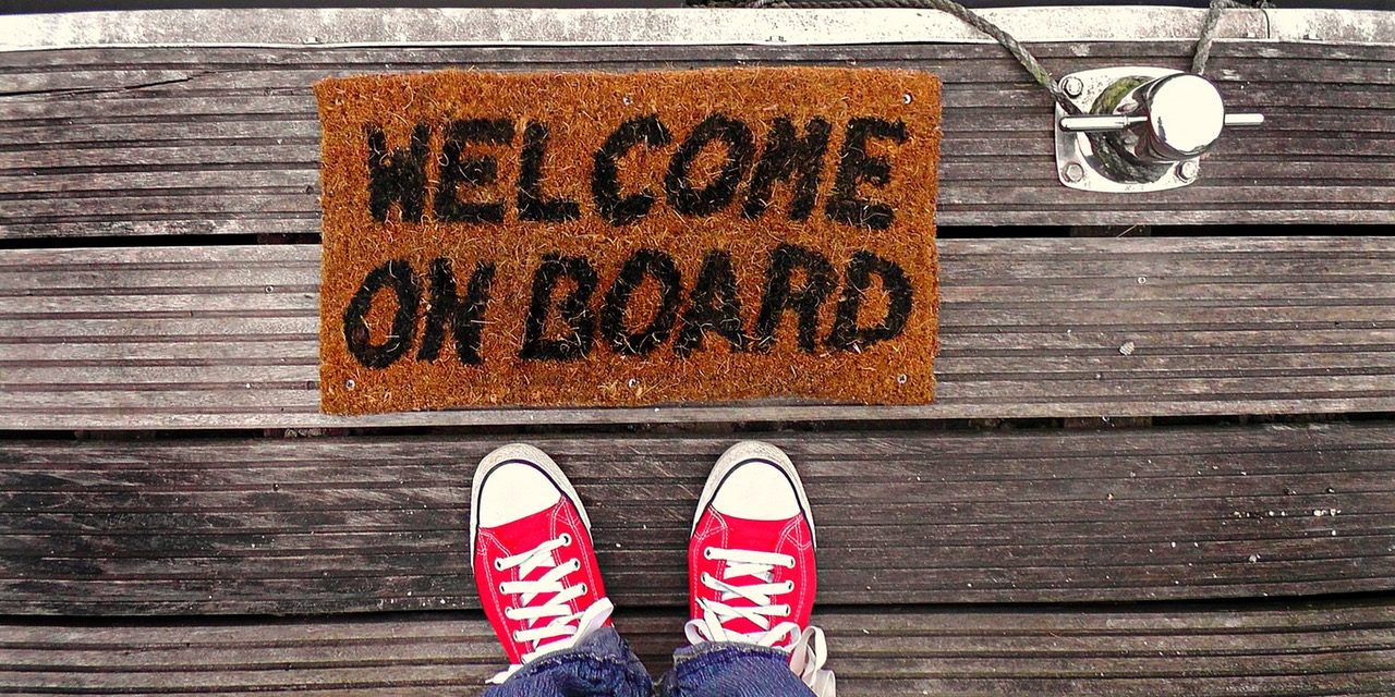 mat met Welcome on Board